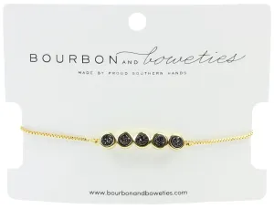 Black Druzy Bar Adjustable Bracelet