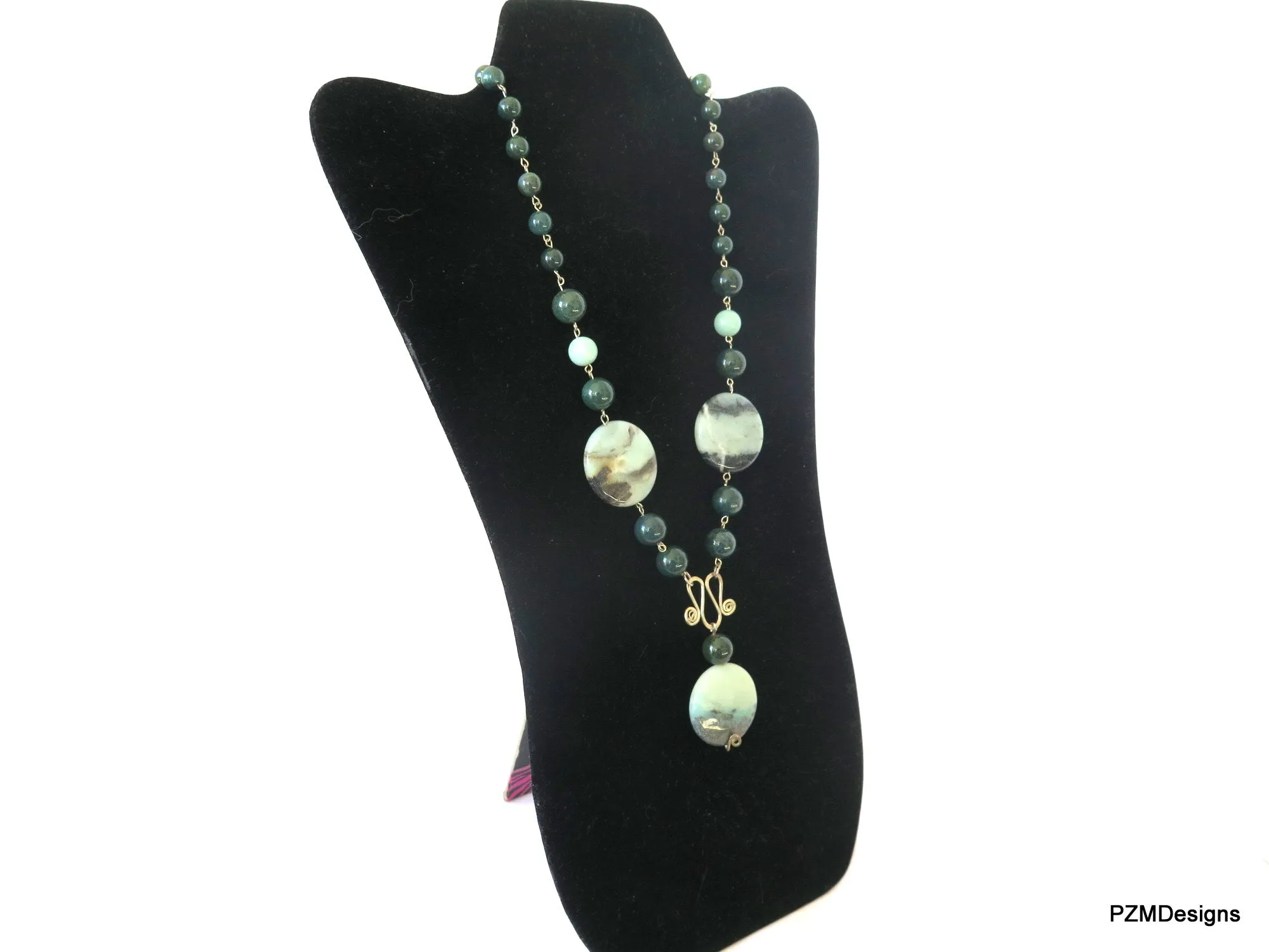 Bloodstone and Amazonite Gemstone Necklace