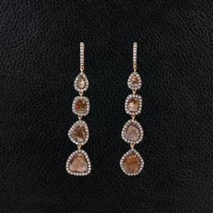 Brown Diamond Slice Dangle Earrings