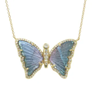 Butterfly Necklace With Mauve Tourmaline and Diamonds