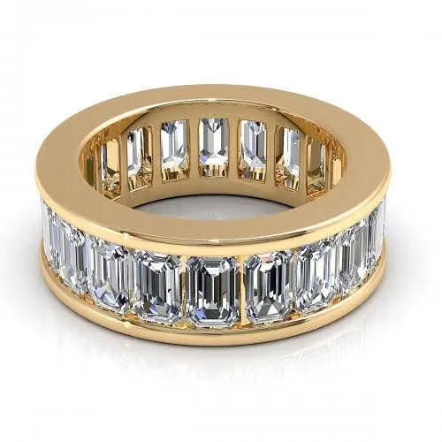 Certified 7.00CT Emerald Cut Diamond Eternity Ring in 14KT Yellow Gold