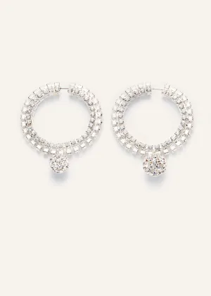 Chunky crystal hoop earrings with asymmetrical droplets