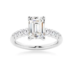 Classic Shared-Prong Emerald Cut Engagement Ring