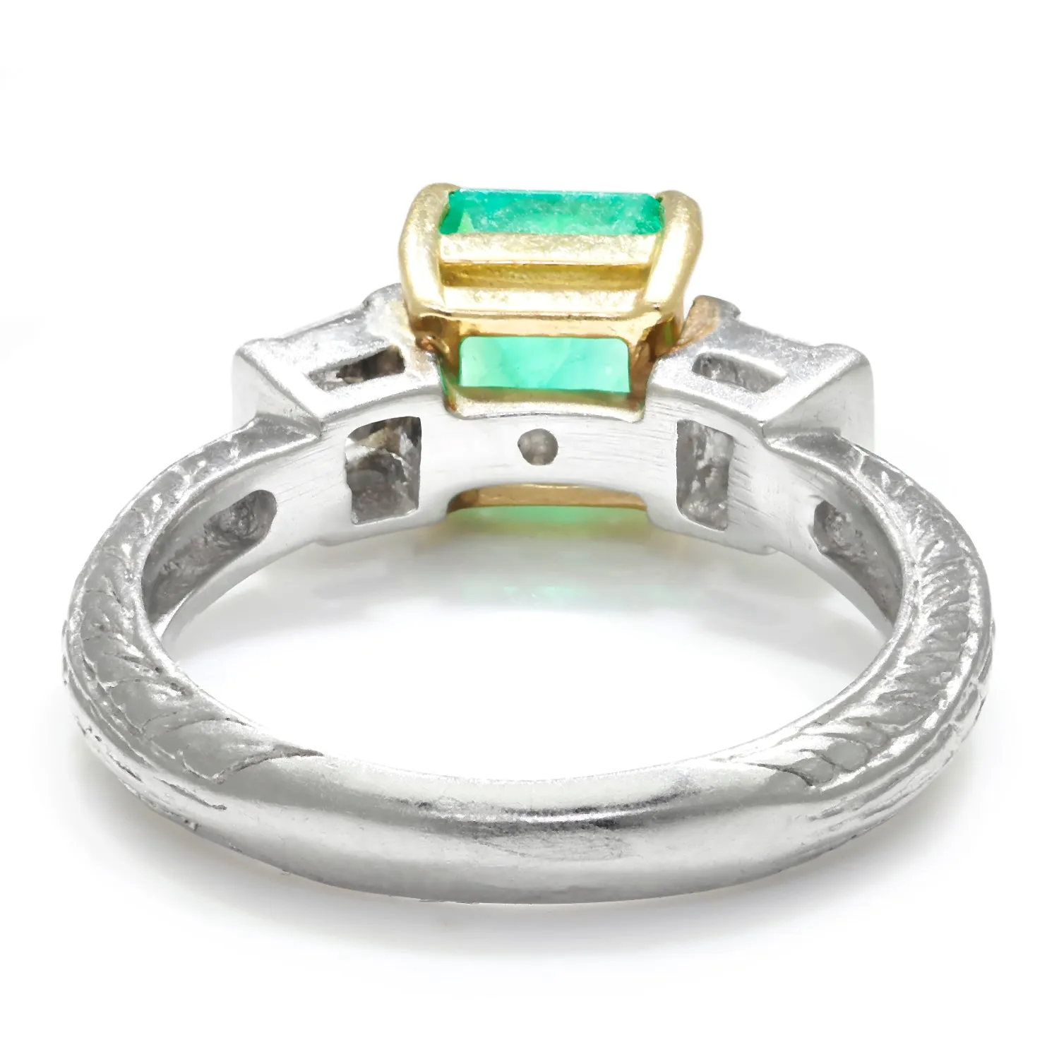 Colombian Emerald Ring with Diamonds Platinum and Gold 1.40ctw