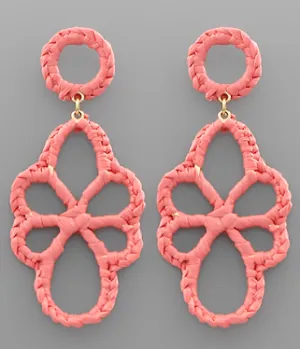 Coral Oval Flower Earring