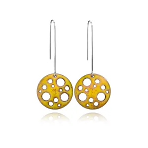 Crackle Moon Earrings in Yellow by Lena Binnington