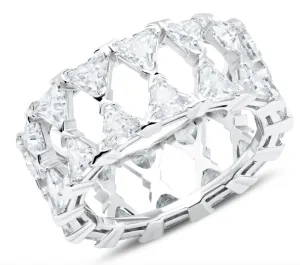 Crislu Posh Trillion Cubic Zirconia Eternity in Pure Platinum