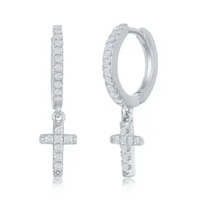 Cubic Zirconia Cross Design Dangle Earrings