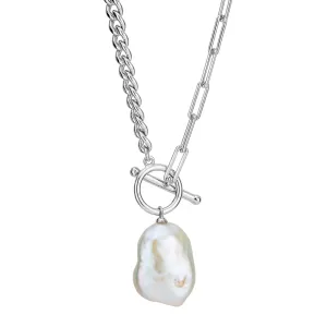 Cultured freshwater pearl necklace in sterling silver