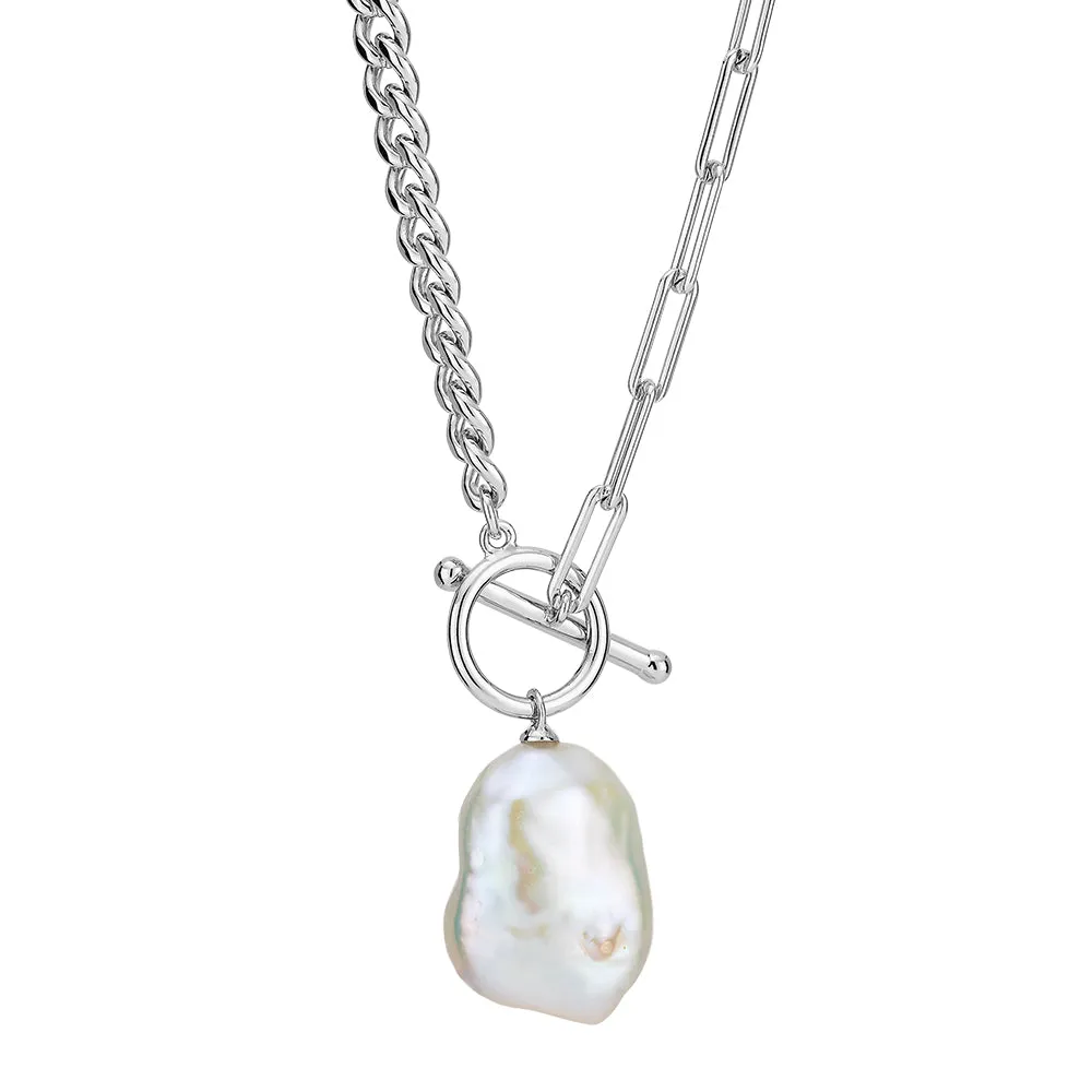 Cultured freshwater pearl necklace in sterling silver