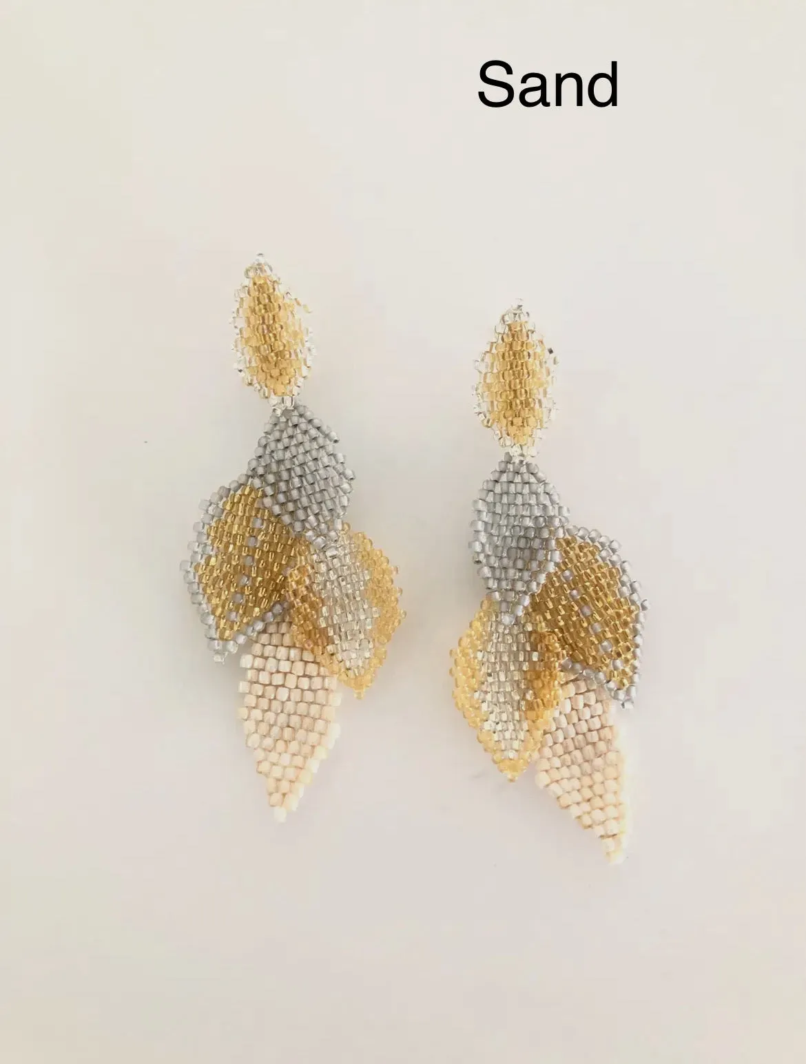 Dangling 5 Leaf Handmade Beaded Earrings