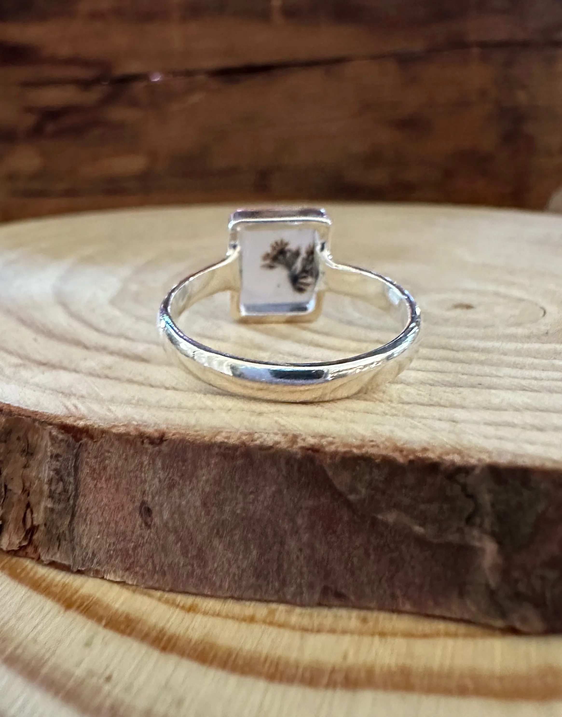 DENDRITIC AGATE and Silver Ring • Size 8