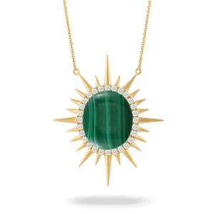 Doves Malachite and Diamond Necklace N9131MC