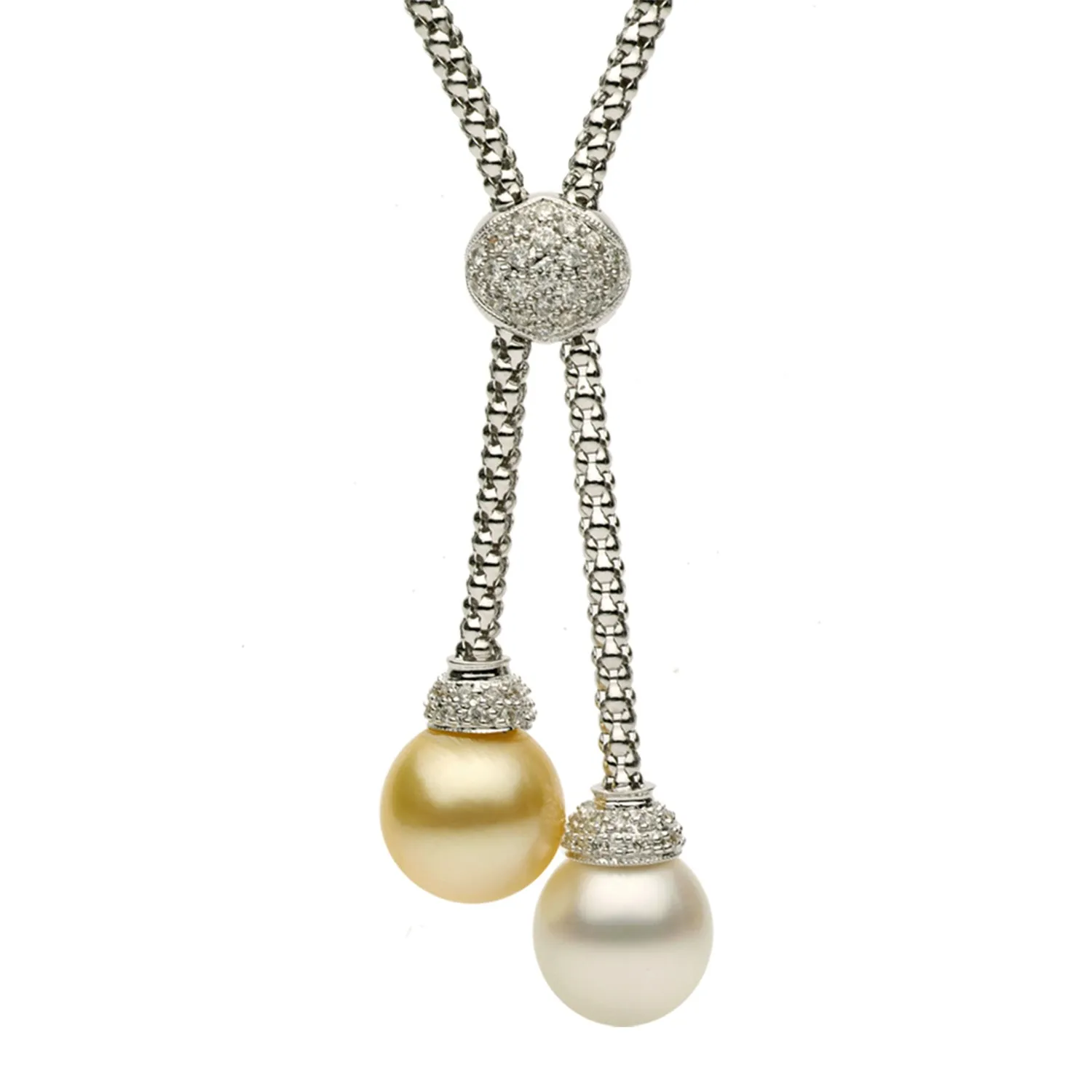 DSL White & Golden South Sea Pearl Lariat Necklace