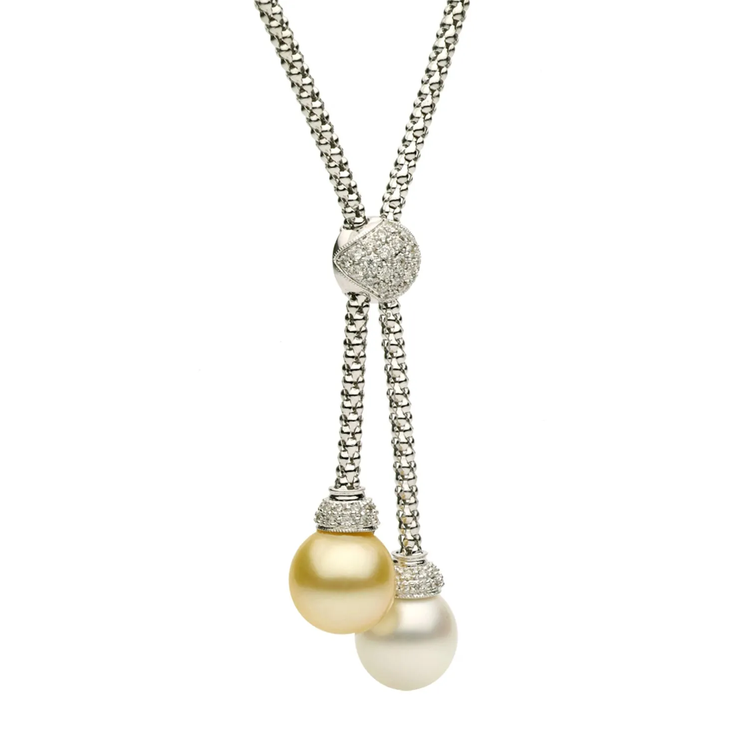 DSL White & Golden South Sea Pearl Lariat Necklace