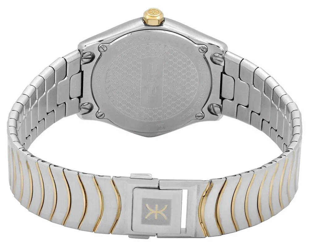 Ebel Wave Stainless Steel & 18K Yellow Gold White Dial Diamonds Quartz Womens Watch 1216389