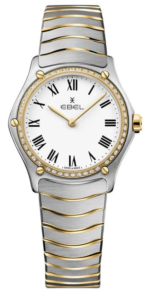 Ebel Wave Stainless Steel & 18K Yellow Gold White Dial Diamonds Quartz Womens Watch 1216389