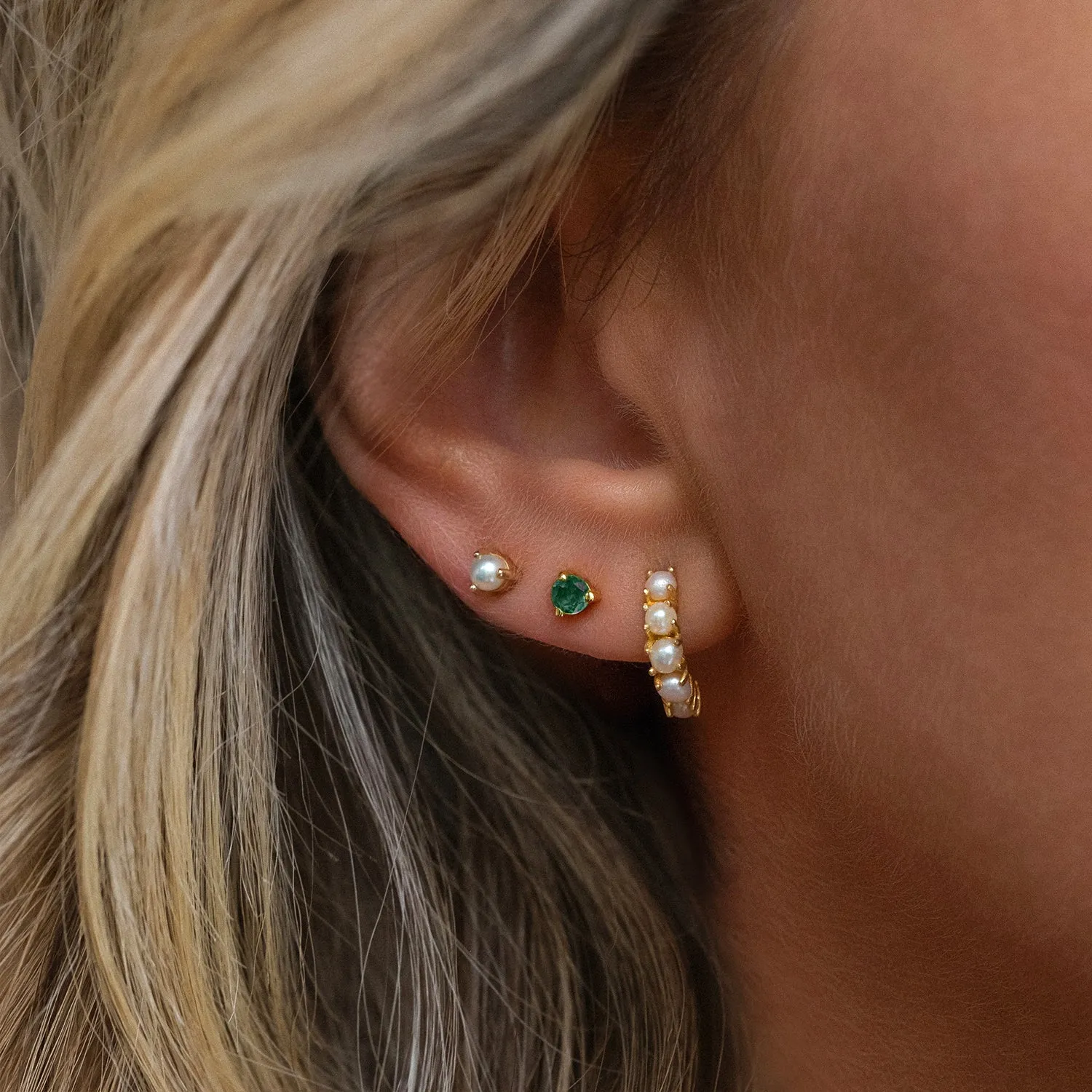 Element Stud | 14k Gold & Emerald