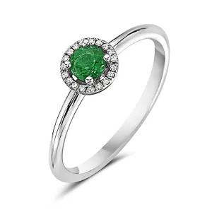 Emerald And Diamond Halo Ring