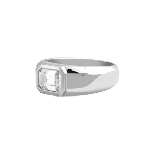 Emerald-Cut Moissanite Ring in Silver