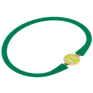 Enamel Tennis Ball Silicone Bali Bracelet -- Green