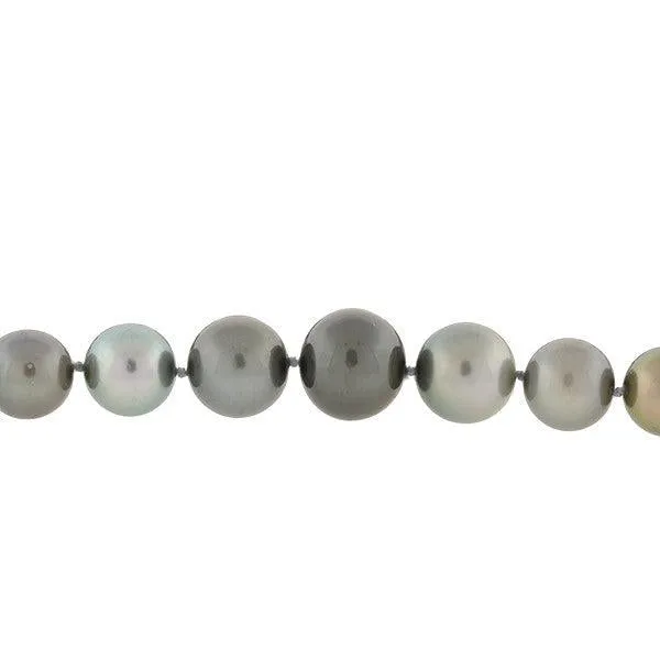 Estate 18kt & Diamond Tahitian Pearl Necklace 19"