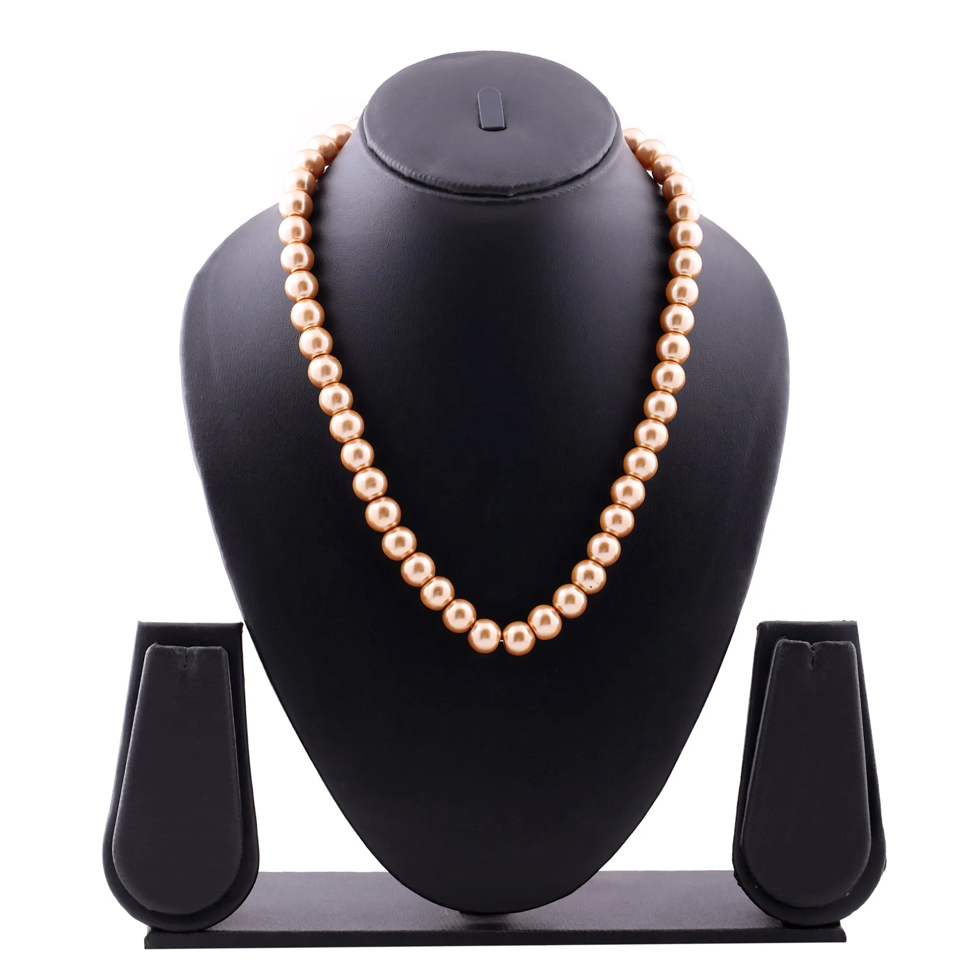 Estele Gold Plated Classic Single Line Gold Pearl Necklace for Women