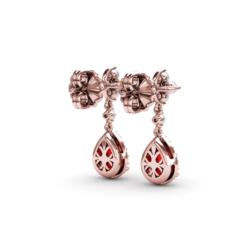 Fana Ruby and Diamond Teardrop Dangle Earrings