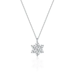 FANCIME Moissanite Flower 14K White Gold Necklace