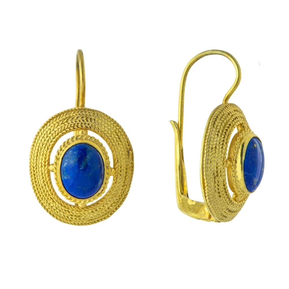 Filigree Oval Lapis Earrings