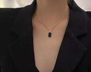 Gold Black Onyx Pendant Necklace  jltn0691