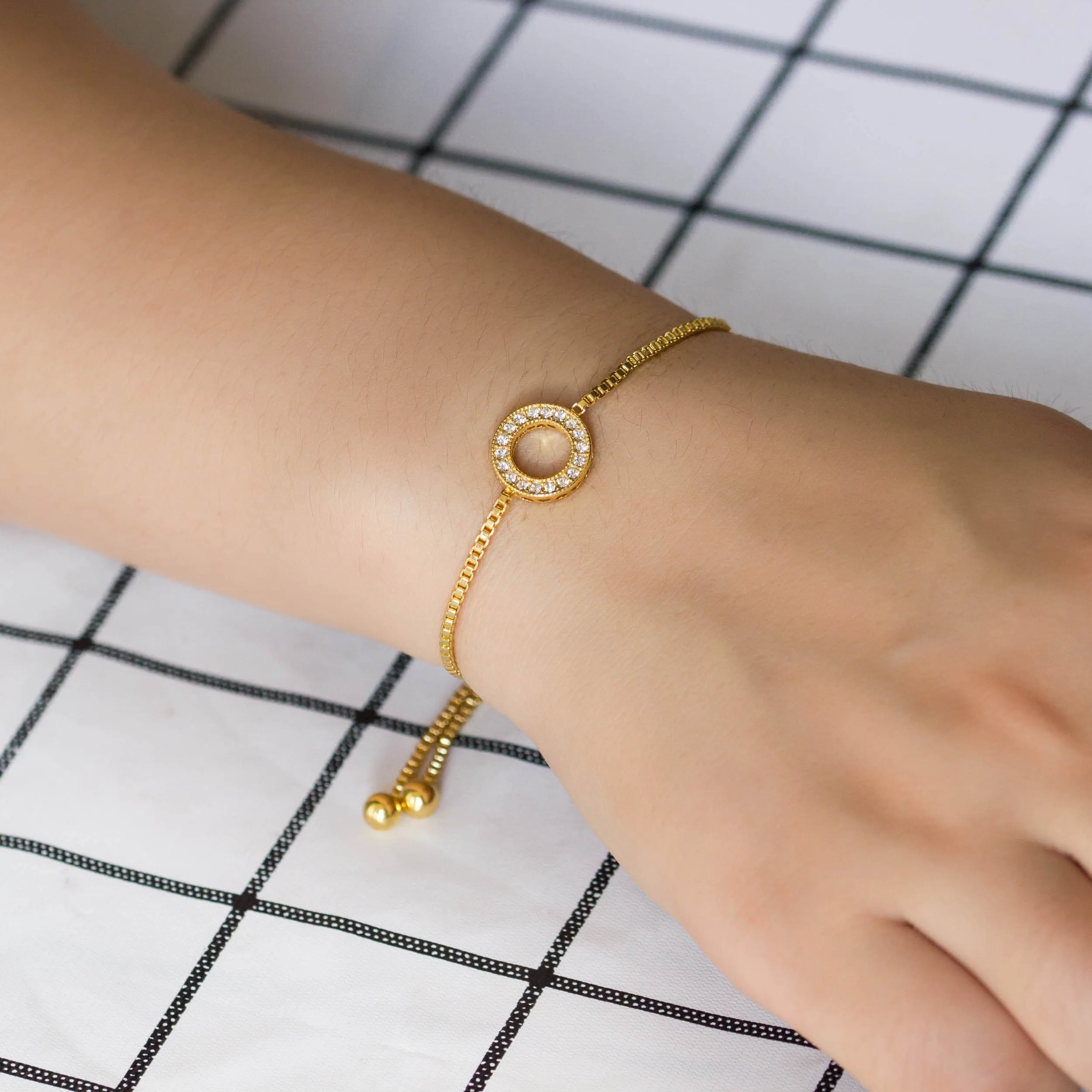 Gold Plated Circle of Life Friendship Bracelet Created with Zircondia® Crystals