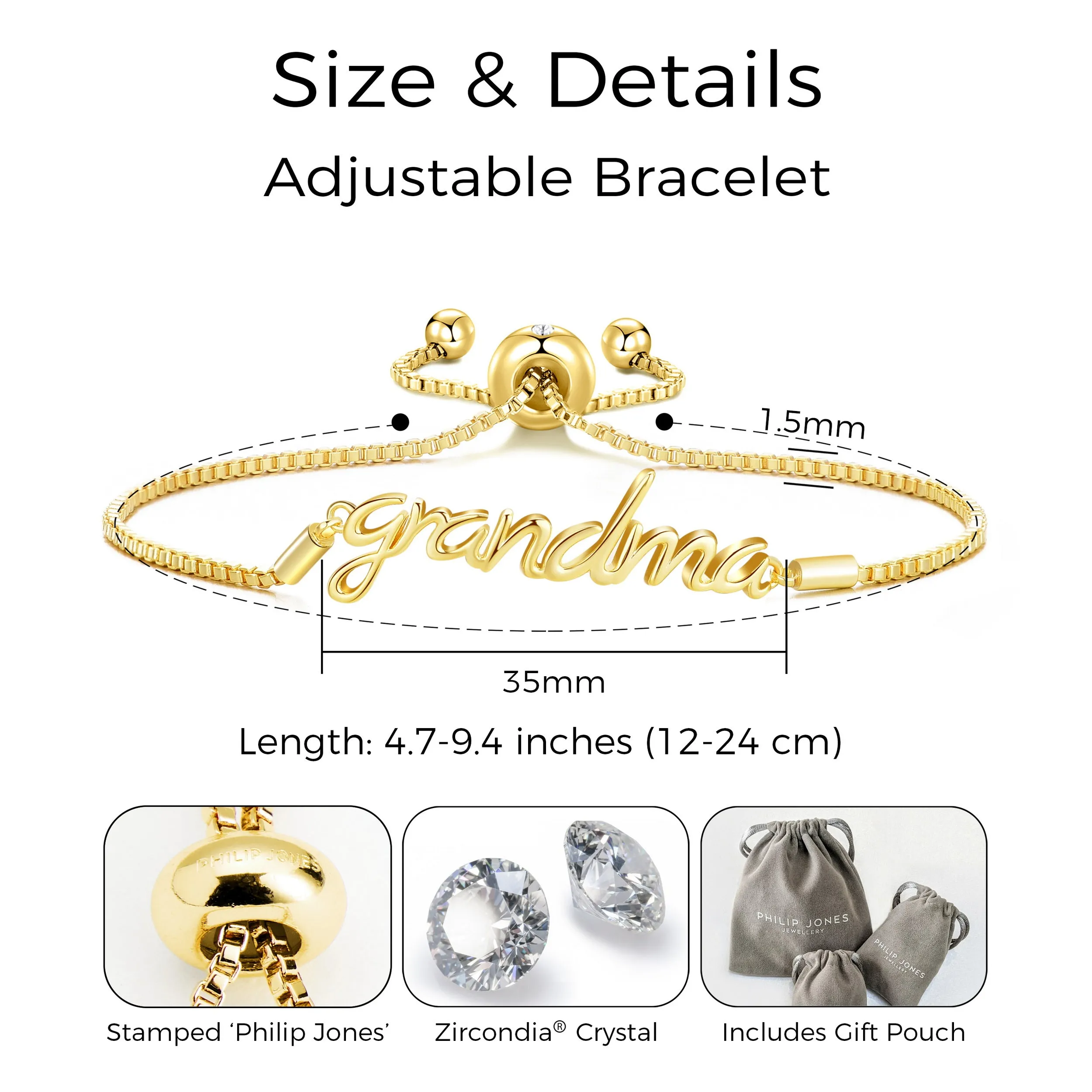 Gold Plated Grandma Bracelet Created with Zircondia® Crystals