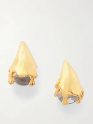 Gold-tone quartz earrings