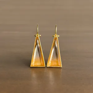 Golden Ombré Rutilated Quartz Triangle Earrings