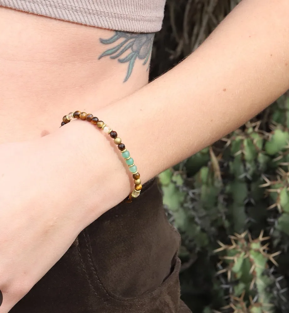 Green Aventurine, Tiger Eye Anklet or Wrist Bracelet- Abundance and Prosperity