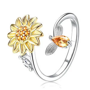 Honey Bee and Sunflower Fidget Ring