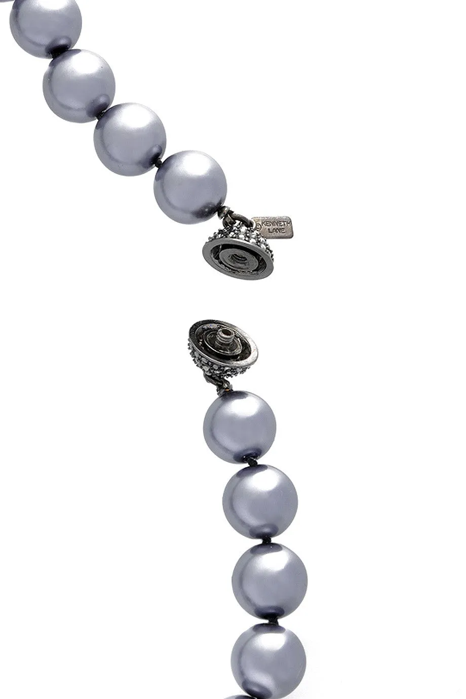 KENNETH JAY LANE COBRA Gray Pearl Necklace