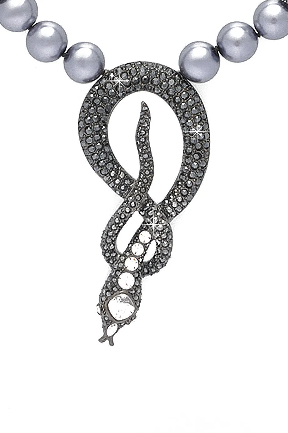 KENNETH JAY LANE COBRA Gray Pearl Necklace