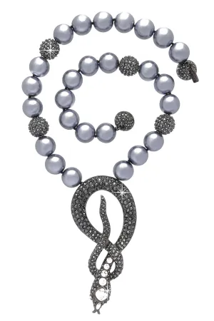 KENNETH JAY LANE COBRA Gray Pearl Necklace