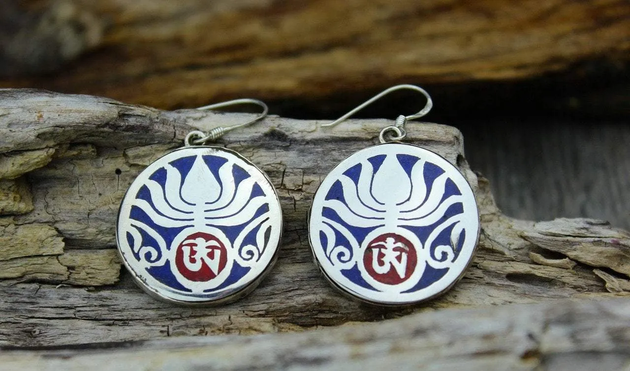 Lapis and Sterling Silver Lotus Earrings