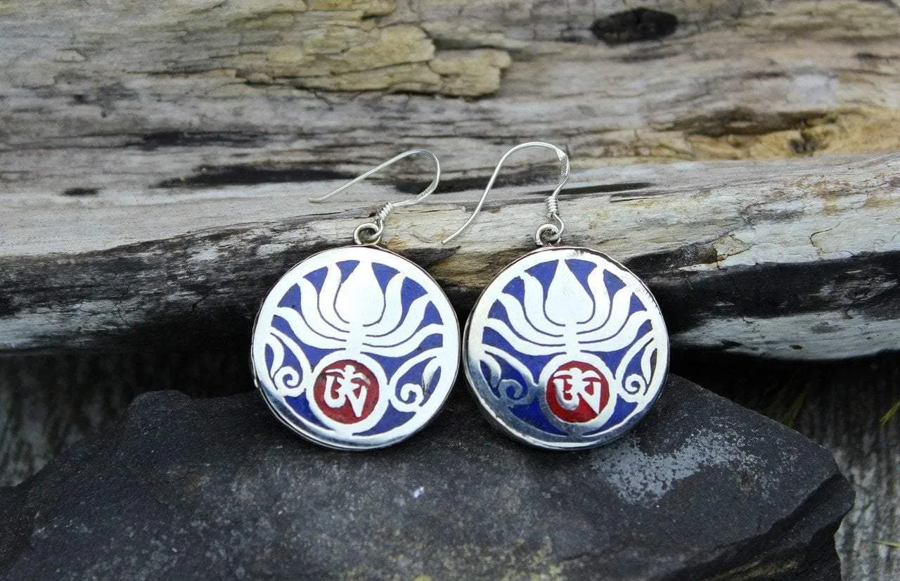 Lapis and Sterling Silver Lotus Earrings