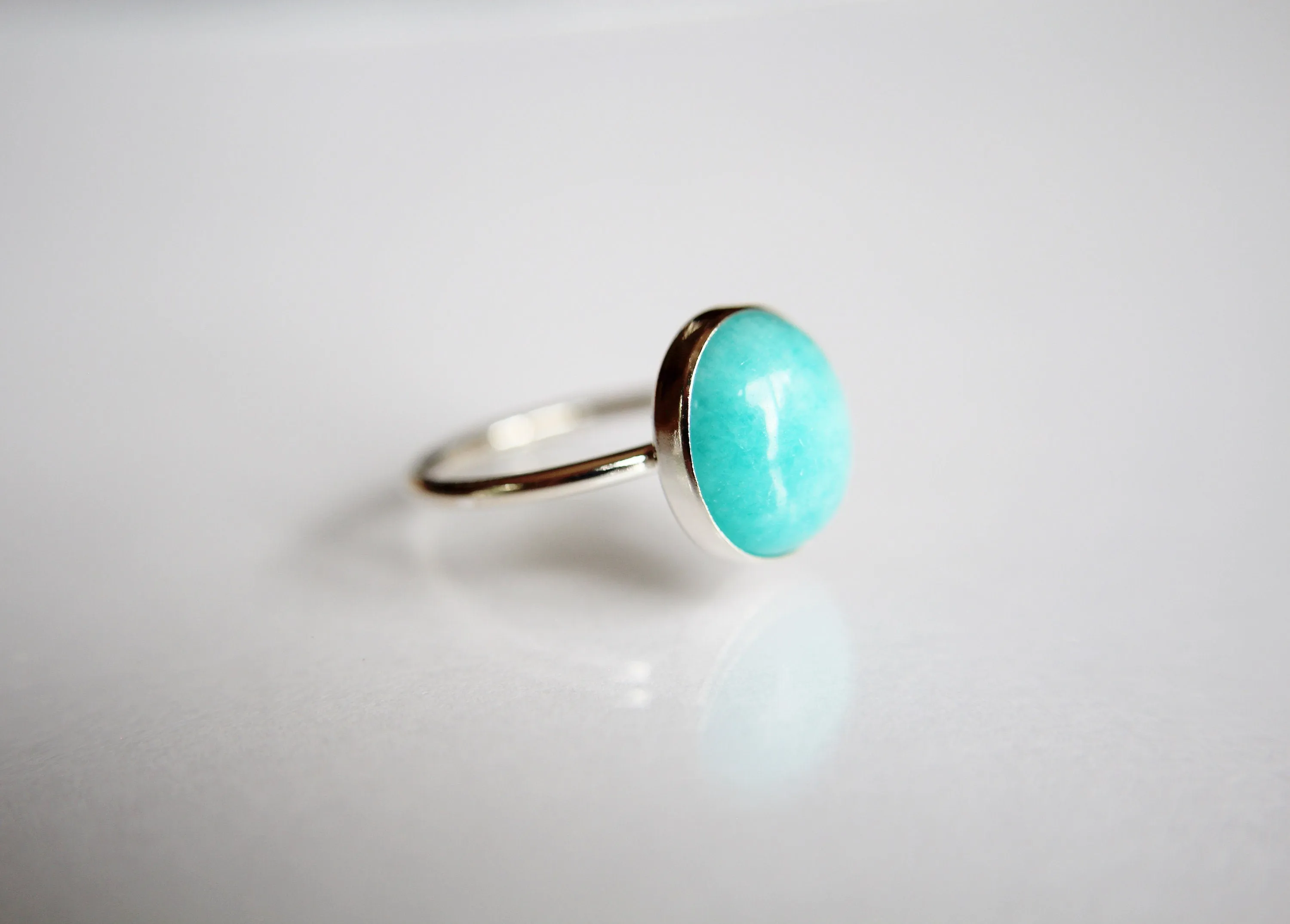 Large Amazonite Stacking Ring, Amazonite Ring, Natural Gemstone Ring, Amazonite, Amazonite Jewelry, Gemstone Stacking Ring, Real Gemstone