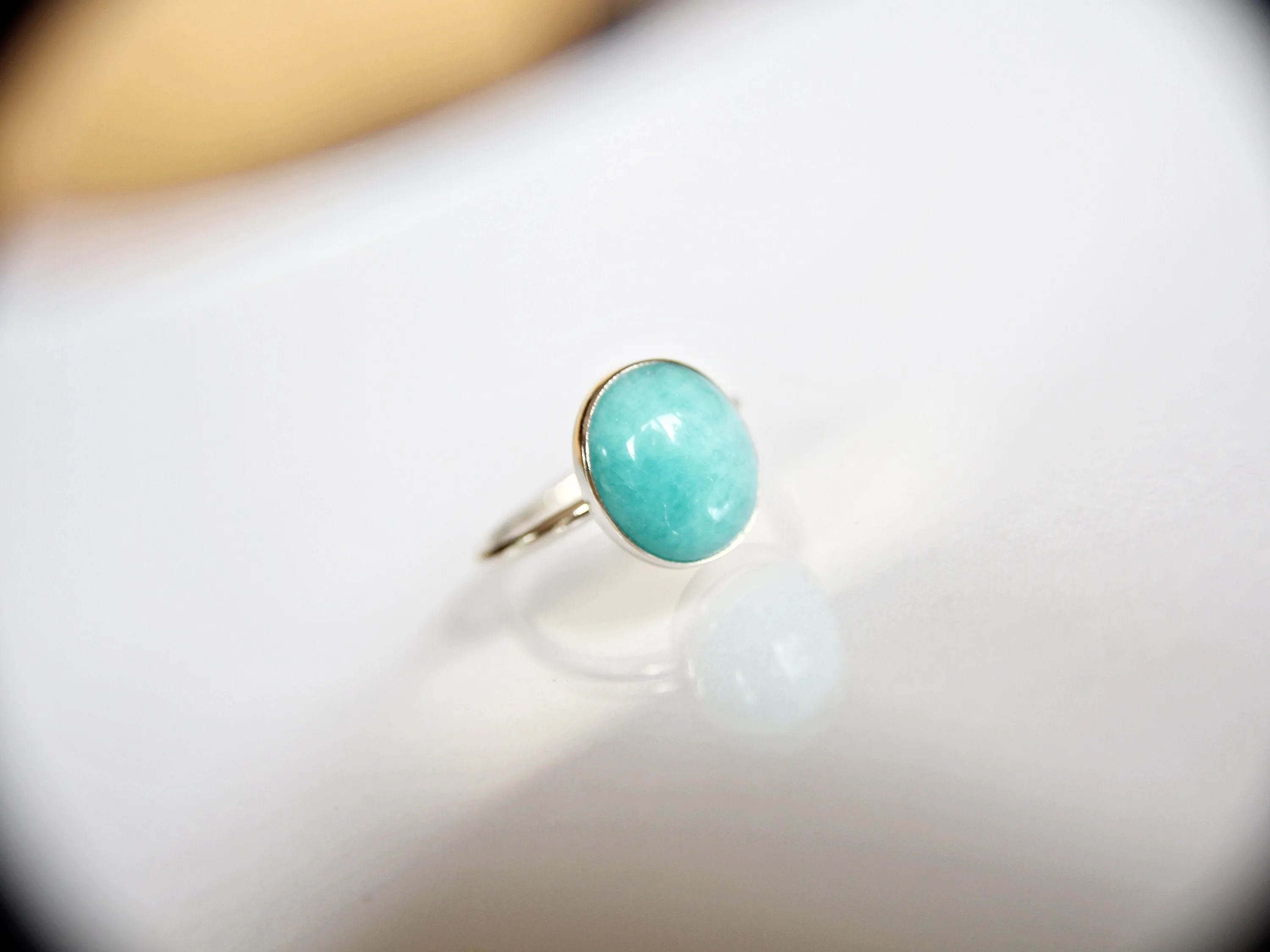 Large Amazonite Stacking Ring, Amazonite Ring, Natural Gemstone Ring, Amazonite, Amazonite Jewelry, Gemstone Stacking Ring, Real Gemstone