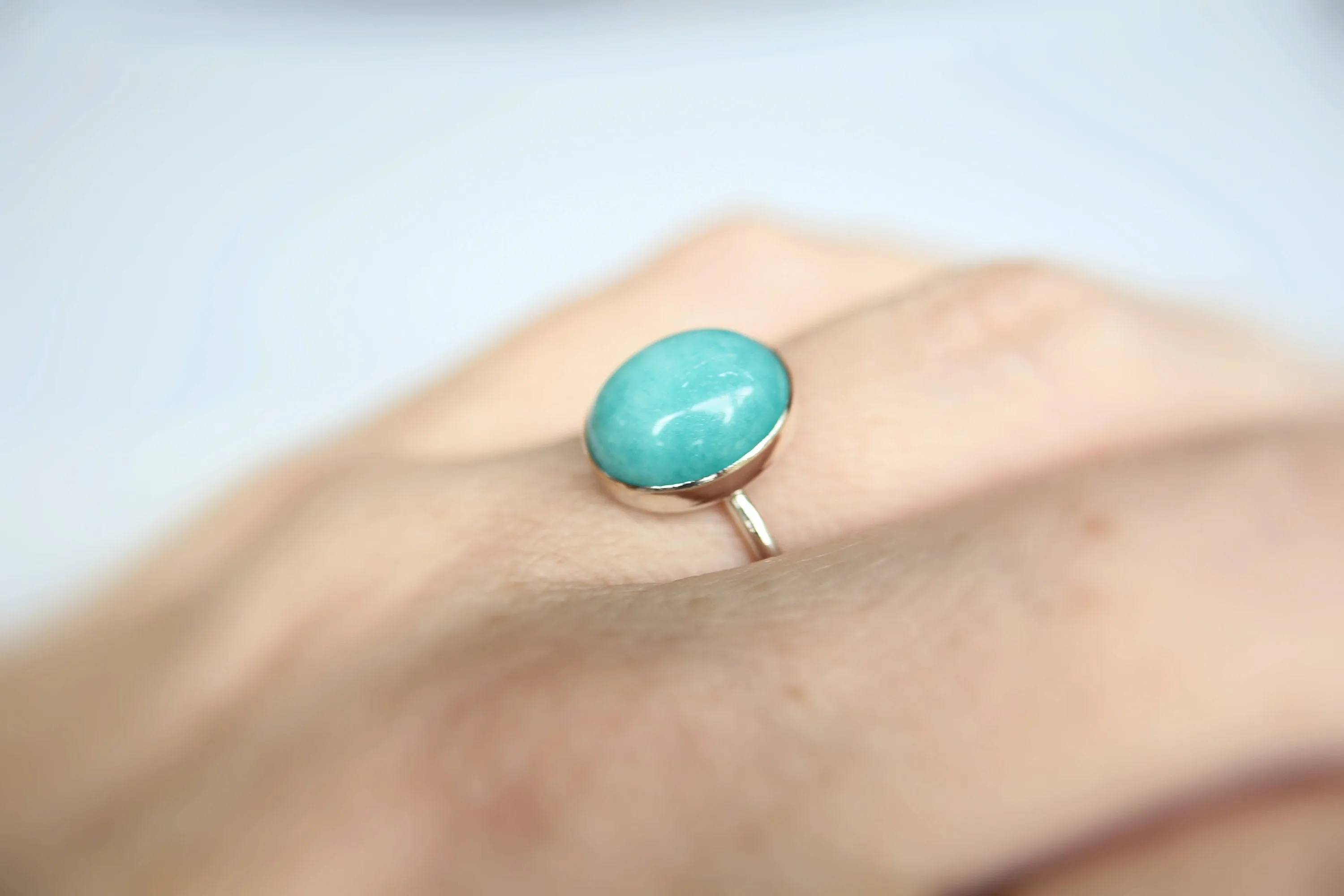 Large Amazonite Stacking Ring, Amazonite Ring, Natural Gemstone Ring, Amazonite, Amazonite Jewelry, Gemstone Stacking Ring, Real Gemstone