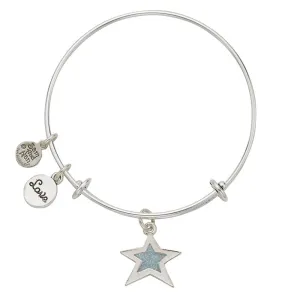 Light Blue Star Love Charm Bangle Bracelet