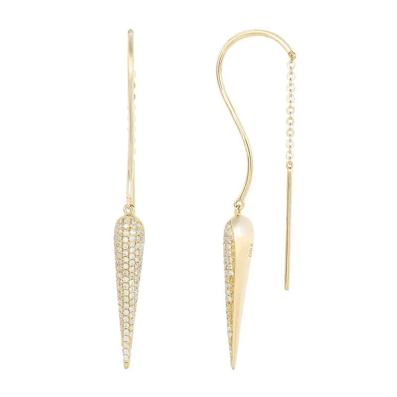 Long Horn Diamond Threader Chain Earrings