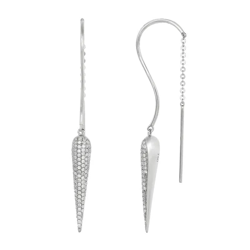 Long Horn Diamond Threader Chain Earrings