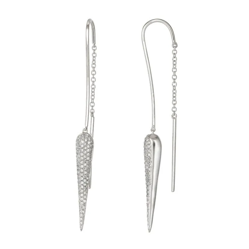 Long Horn Diamond Threader Chain Earrings