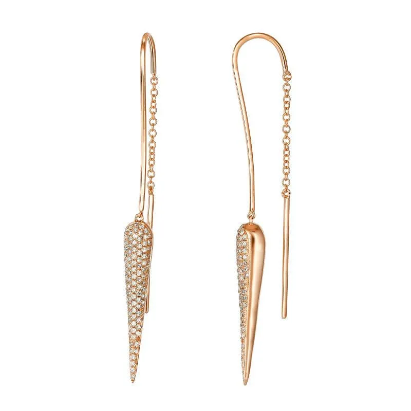 Long Horn Diamond Threader Chain Earrings